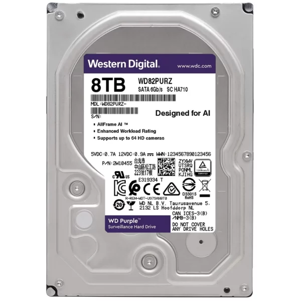 Hard Disk 8TB WD Purple HDD  WD82PURX-78,8T